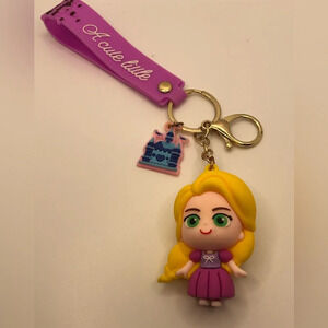 Pink Princess Keychain Castle Fairytale Kawaii Fantasy Rapunzel